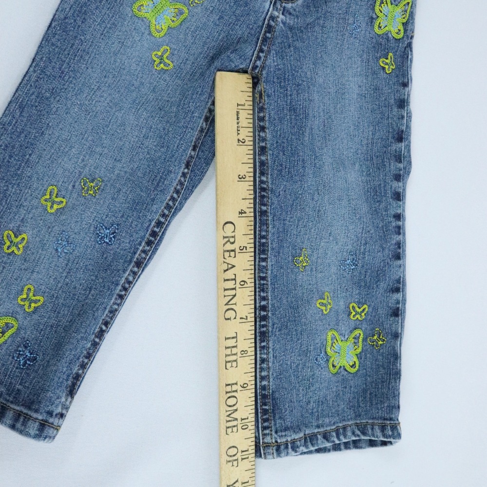 Y2K Bongo Blue Jeans Embroidered Green Butterflies Girls size 5 - Picture 4 of 7